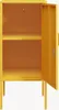 An open yellow metal cabinet with shelves, shown against a white background. Podgląd zdjęcia produktu