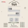 A product image showcasing door handles and related hardware, with descriptive text and branding. Produktbild-Vorschau