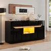 LED-Sideboard - 140x40x70 cm, Schwarz und Holzfarbe - Produktbild-Vorschau 2