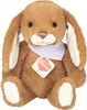 A brown teddy bear bunny with floppy ears and a purple polka dot bandana sits facing the camera. Produktbild-Vorschau