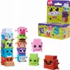 A collection of colorful toy building blocks shaped like animals, stacked and arranged on a white background, with a product box in the upper right corner. Produktbild-Vorschau