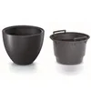 Two dark gray planters are shown against a white background. The planter on the left is a large, rounded pot. The planter on the right is a bucket-style pot with handles, and it appears to be an insert for the pot on the left. Produktbild-Vorschau