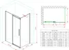 A technical drawing and a size chart for a shower enclosure. Produktbild-Vorschau
