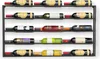 A metal wine rack mounted on a wall, filled with various bottles of wine. Náhled obrázku produktu