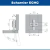 Diagram showing dimensions and installation of a cabinet hinge. Náhled obrázku produktu