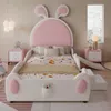 A child's bed with a bunny theme, featuring a slide and stairs, in a bedroom setting. Anteprima dell’immagine prodotto