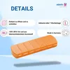 A product shot of an orange pill organizer with descriptive text and logos. Anteprima dell’immagine prodotto