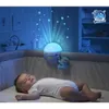 A baby sleeping in a crib with a star projector night light. Produktbild-Vorschau