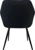 A black velvet dining chair with black metal legs, shown from the back. Produktbild-Vorschau
