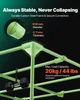 A close-up view of a green metal frame structure, possibly for a grow tent, with text overlays highlighting its stability and load capacity. Náhľad obrázku produktu
