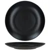 A black plate is shown from a top-down view and a side view. Produktbild-Vorschau
