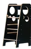 A black Montessori learning tower for children, shown against a white background. Produktbild-Vorschau