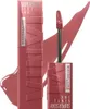A product shot of a liquid lipstick with its applicator and a swatch of the product. Podgląd zdjęcia produktu