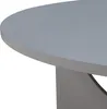 A close-up view of a round, light gray coffee table with a pedestal base. Produktbild-Vorschau