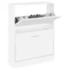 vidaXL Armoire à chaussures blanc brillant 59x17x81 cm Bois Voir les images du produit 3