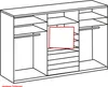 A line drawing of a wardrobe interior with a highlighted section indicating a TV element. Anteprima dell’immagine prodotto