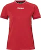 A red short-sleeved t-shirt with a white collar and a white Kempa logo on the chest. Voir les images du produit