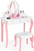 GOPLUS Kinder Schminktisch-Set mit Hocker, Exquisiter Produktbild-Vorschau 5