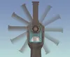 A multi-tool head with oscillating blades shown in various positions against a gradient background. Produktbild-Vorschau