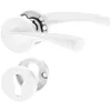 A white door handle set with a round rosette and a keyhole escutcheon. Produktbild-Vorschau