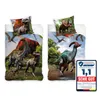 Two duvet cover sets with dinosaur prints, one on the left and one on the right, with a quality seal on the right. Produktbild-Vorschau
