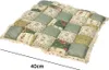 A square patchwork seat cushion with a lace trim and floral and gingham patterns. Produktbild-Vorschau