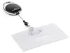 A black and silver retractable badge holder with a clear plastic card holder is shown against a white background. Náhľad obrázku produktu