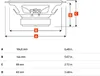 A diagram showing the dimensions of a speaker with accompanying measurement labels and values. Anteprima dell’immagine prodotto