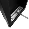 A close-up view of the burner mechanism of a black ethanol fireplace. Voir les images du produit