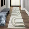 Tapis à poils courts moderne crème beige vert marron motif Voir les images du produit 3