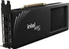 A black Intel Arc B580 graphics card is shown from a diagonal angle against a white background. Produktbild-Vorschau