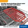A red cutlery basket inside a dishwasher. Produktbild-Vorschau