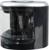 A black and silver electric pencil sharpener with a transparent shavings container. Anteprima dell’immagine prodotto