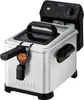 A silver and black electric deep fryer is shown from a slightly elevated front-left angle against a white background. Produktbild-Vorschau
