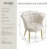 Fauteuil STELLA 67 x 64 x 76 cm - Aspect velours crème/or Voir les images du produit 6