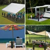 Collage of four images showing sandbags used for various outdoor shelters and umbrellas. Produktbild-Vorschau