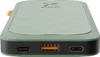 A close-up, angled view of a green power bank with ports visible. Produktbild-Vorschau