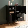 FineBuy Sideboard 77x97x40 cm Anrichte Schwarz mit Produktbild-Vorschau 2