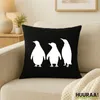 Huuraa Kissen Pinguine Silhouette 40x40cm mit Füllung Black Produktbild-Vorschau 2