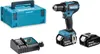 A cordless drill, two batteries, and a charger are displayed on a white background, along with a blue storage case. Náhľad obrázku produktu