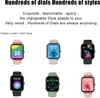 A collage of smartwatches with different watch faces and band colors. Produktbild-Vorschau