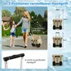 A woman and child walking with a rolling cooler, with diagrams showing different handle heights and a close-up of the handle. Podgląd zdjęcia produktu