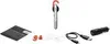 A collection of accessories for a headset, including a manual, ear tips, a charging cable, and a charging case. Produktbild-Vorschau