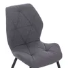 Close-up of a dark gray upholstered dining chair. Voir les images du produit