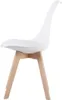 A white chair with wooden legs is shown against a white background. Náhled obrázku produktu