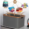 Skládací koš na prádlo 60L Bambusová tkanina Grey- Náhled obrázku produktu 3