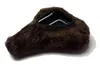 A brown, furry bicycle seat cover is shown against a white background. Produktbild-Vorschau