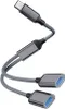 INF Adattatore da tipo C a doppio USB 2.0 Grigio Anteprima dell’immagine prodotto 1