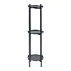 A black metal plant stand with three circular shelves. Voir les images du produit