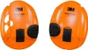 Two orange ear defenders are shown against a white background. Voir les images du produit
